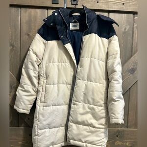 Two-Toned Puffer Coat w/ Detachable Fur-Lined Hood
